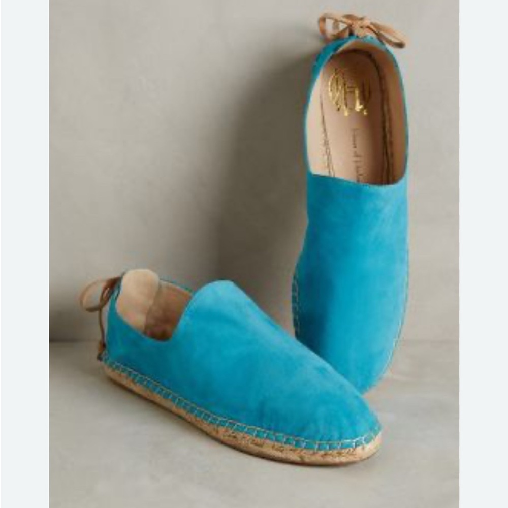 House Of Harlow 1960 Callan Suede Espadrilles Flat Blue Size 36/6 New